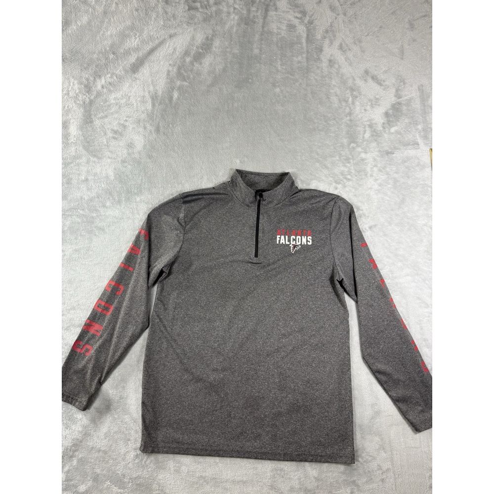 Atlanta Falcons NFL Team Apparel‎ Pullover Mens Large Grey 1/4 Zip Long Sleeve